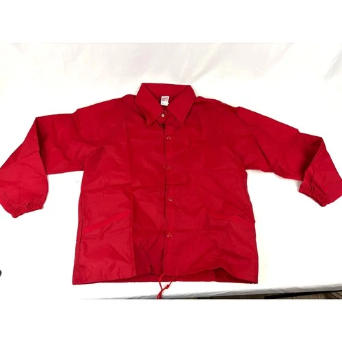 Vintage Soffe Windbreaker Jacket Men LARGE Red Nylon Snap-Closure 1990s NEW image 12