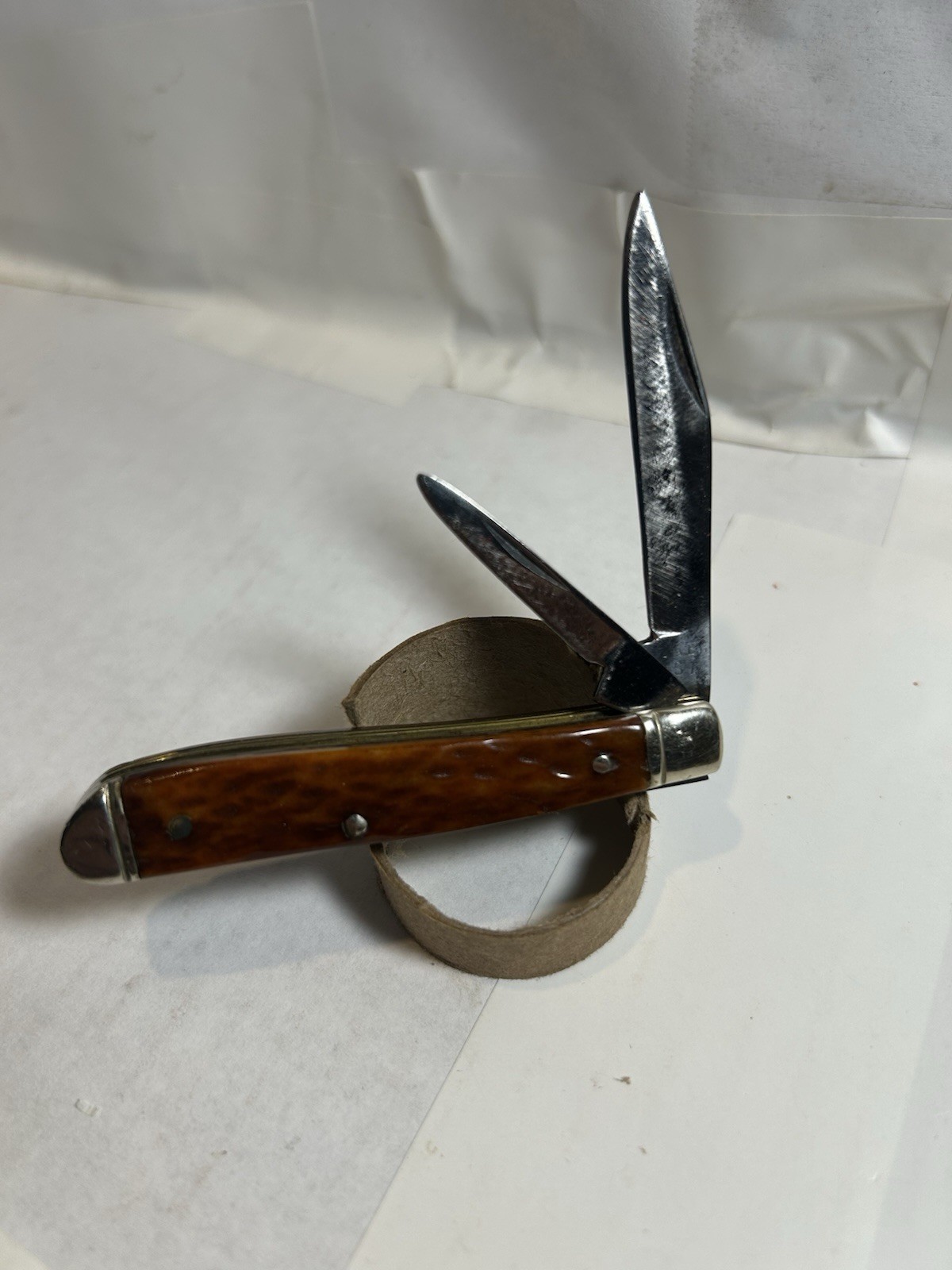 Boker USA Tree Brand 9908 Peanut Knife, Jigged Brown Bone Handles !