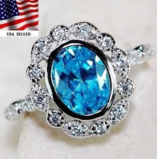 2CT Aquamarine  Topaz 925 Sterling Silver Ring Sz 8 UB1-1