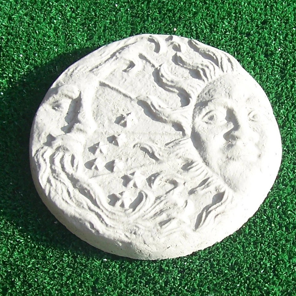 Placa colgante de pared de hormigón Sun Moon 7,5", cemento jardín patio decoración Foto 2 de 4