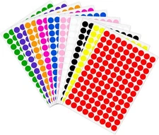 2340 PCS Colored Dot Stickers 1/2" Color Round Circle 1/2 INCH, Multicolored 