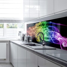 Premier Range Acrylic Splashbacks Black Rainbow Smoke and Accessories