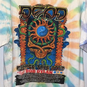 03’ GRATEFUL DEAD BAND TOUR w/ BOB DYLAN T-Shirt TYE DYE ORIGINAL LARGE