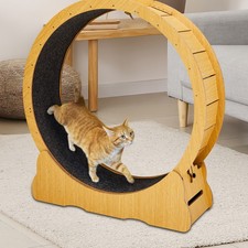 Large Cat Treadmill 34 inch for Indoor Natural Wood Cats Exerciser Wheel Toy
