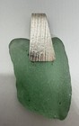 Thick Vintage Sterling Silver Antique Aqua Sea Glass Pendant — photo 2