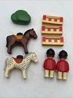 Vtg 1991 Playmobil 123 Set 6550 Equestrians w/ Horses + Gates Horse Back Riding