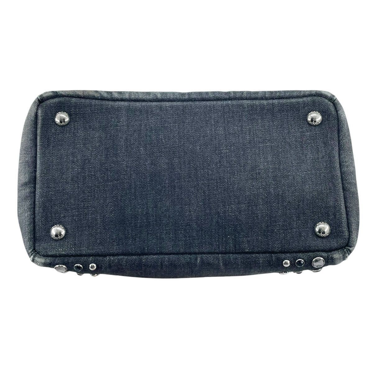 Used PRADA Bijou Denim Canapa 2WAY Tote Bag Handbag 1BG642 Black Triangle Logo 2 thumbnail 4