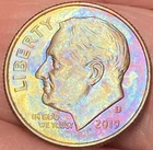 2019-D Roosevelt Dime Beautiful Brilliant Rainbow Toned Coin   #7