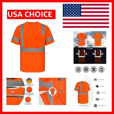 Hi Vis Shirts for Men Class 3 High Visibility Shirt with Short Sleeves, Refle...