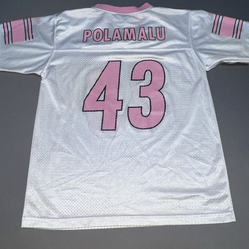 Reebok Pittsburgh Steelers Jersey Girls XL White/Pink 43 Troy Polamalu-4354 - Picture 10 of 13