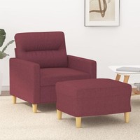 Sessel Mit Hocker Weinrot 60 Cm Stoff