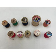 Vintage Wooden Thread Spools Lot 10 pc Coats  Clark Star Talon Multi Good Mixed