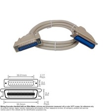 Cable Parallel Printer Centronics 36-Pin Male D-Sub DB25 25-Pin 6FT Molded