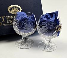 RARE PAIR United States Senate Tipperary Crystal Brandy Cognac Snifters Glasses