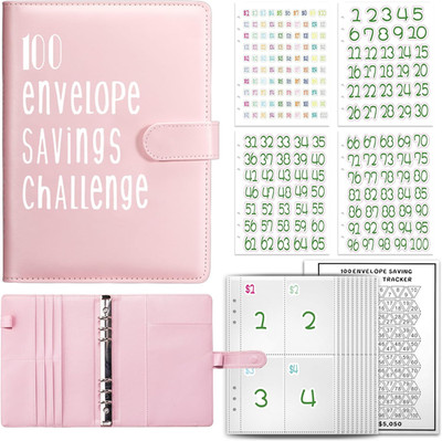 100-Umschläge, um Geld zu sparen Challenge Binder, 100-Bargeldumschläge, Tracker