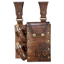 Medieval Alchemy Faux Leather Belt Bag with 2 Cork Potion Vials Fantasy Wizar...