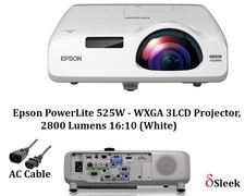 Epson PowerLite 525W Short Throw 1280 x 800 WXGA 3LCD Projector No Remote