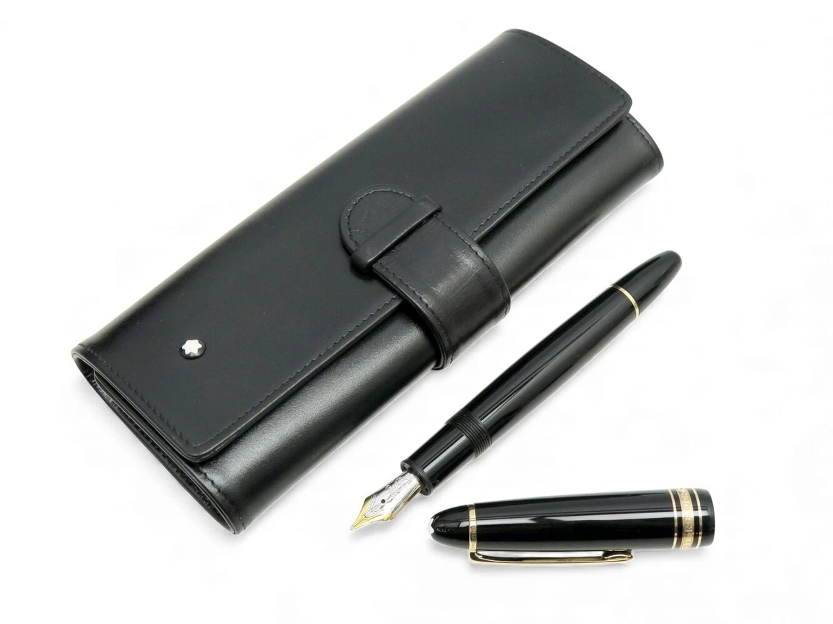 Étui Pour Stylo Montblanc En Cuir Noir - Avec écrin De Tissu Et Emballage - Neuf