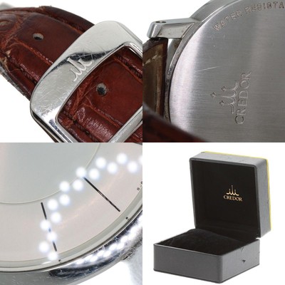 SEIKO Credor Nord Round GCAT993 8J80-0AD0 SS Leather Quartz Men's