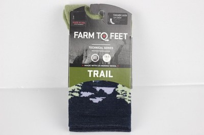 Farm To Feet Trail Cascade Locks 3/4 Crew L Large Merino Mosstone Green Multi