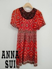 Rare ANNA SUI allover pattern knee dress size 2 Japan