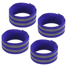 Reflective Bands for Arm Wrist Ankle Leg 14x2 Inch Strip Blue 4 Pack