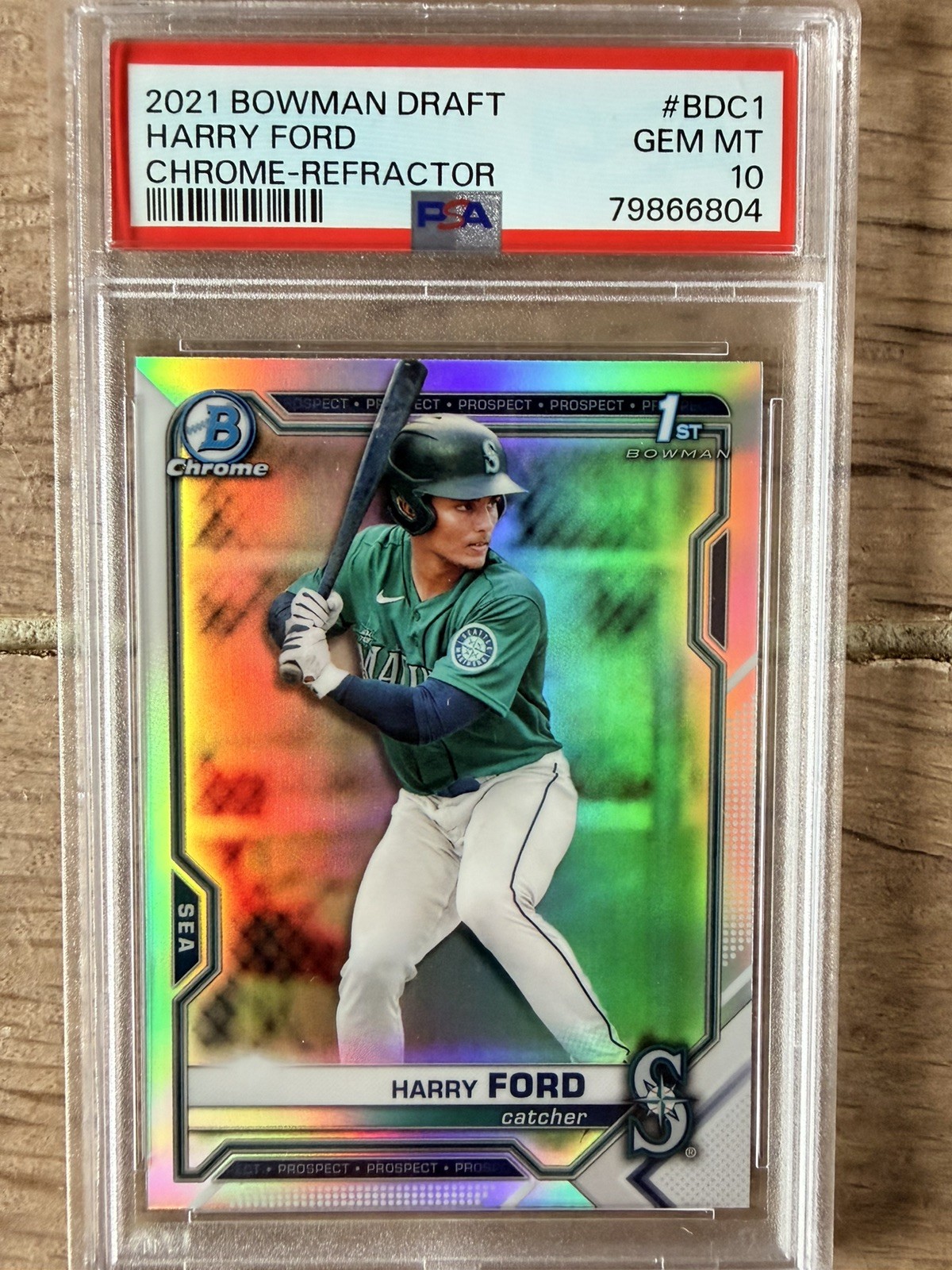 Harry Ford 2021 1st Bowman Draft Chrome Refractor #BDC1 PSA 10 Seattle Mariners