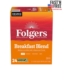Folgers Breakfast Blend, Mild Roast Coffee, Keurig K Cup Pods, 24 Count Box