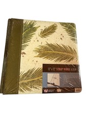 12" X 12" Strap-Hinge Scrapbook Album With Palm Leaf Print Olive Spine