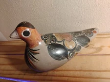 Vintage Tonala Mexican Pottery Dove Bird Seashell Painted Folk Art 7"