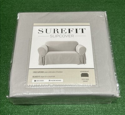 SureFit Duck 1 Piece Loveseat Slipcover Relax Fit Machine Washable Gray