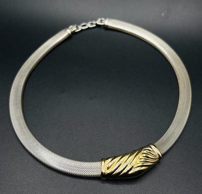 1965er Vintage GROSSE 925 Sterling Silber Mesh Halsband Halskette 16'' - Germany