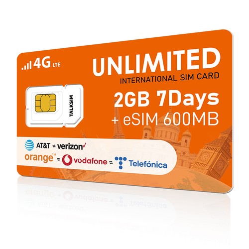 International Data SIM & eSIM Combo Unlimited 2GB for 7Days SIM+600MB 51 country - Picture 3 of 7