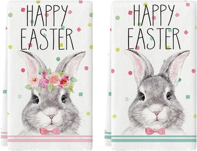 Herr & Frau Hasen Ostern Küchentücher Geschirrtücher, 42x65 cm Happy Easter Früh