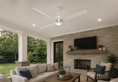 Hunter Trak Indoor / Outdoor Ceiling Fan with LED Light and Wall Control, 84'', W