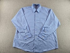 Arrow Men  s Satin Twill Dress Shirt Blue Size 18.5 34/35 XXL Long Sleeve