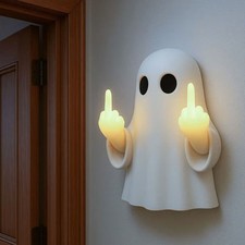 Halloween Glow Ghost Flipping Middle Finger Night Light up,Halloween Lamp Gift