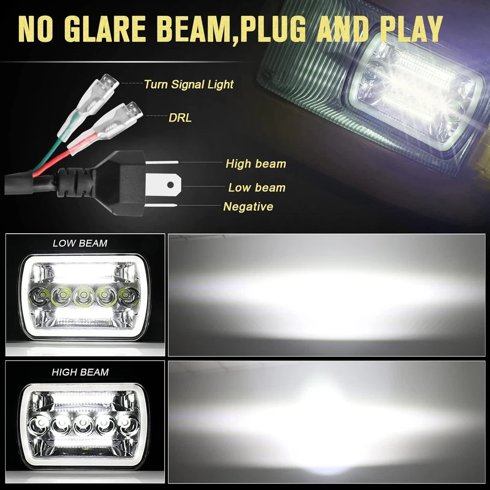 Fit Ford E-150 E-250 2003-2014 Van 2PCS 7x6'' LED Headlights DRL+20'' Light Bar - Image 3 of 4