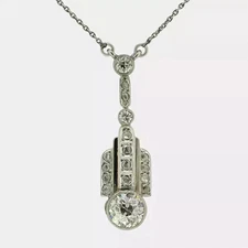 Art Deco Vintage Style Lab Created Diamond Wedding 14K White Gold Finish Pendant