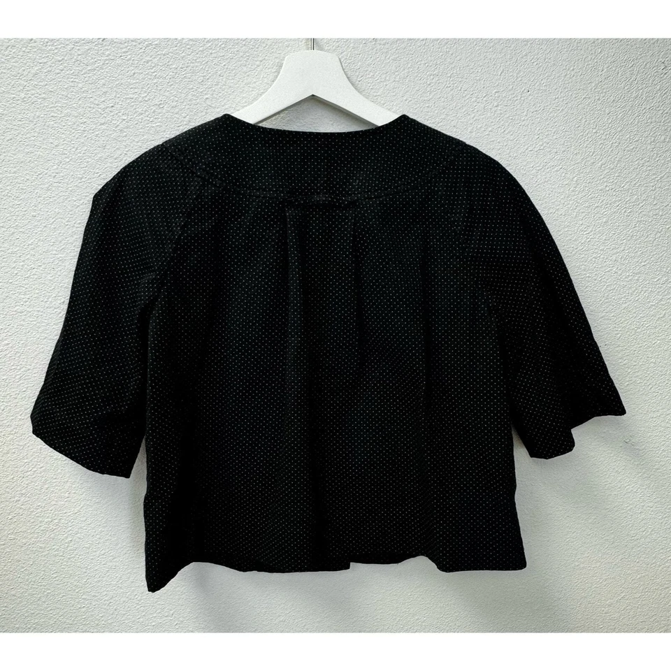 Chaqueta Banana Republic Negra Lunares Mezcla Algodón Recortada Botón Frontal Foto 2 de 4