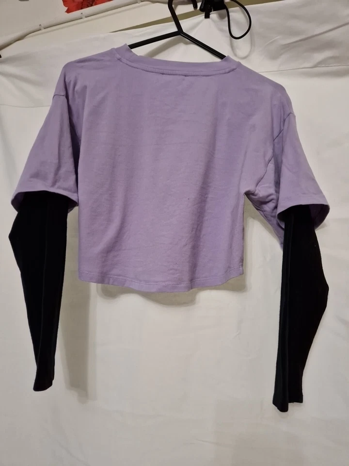 DKNY Cropped Girls Age 10 Long Sleeve Double Layer Effect Top - Image 4 of 4