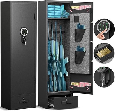 Gun Safes for Rifles and Pistols with Adjustable Rack, Gun Cabinets for Rifles