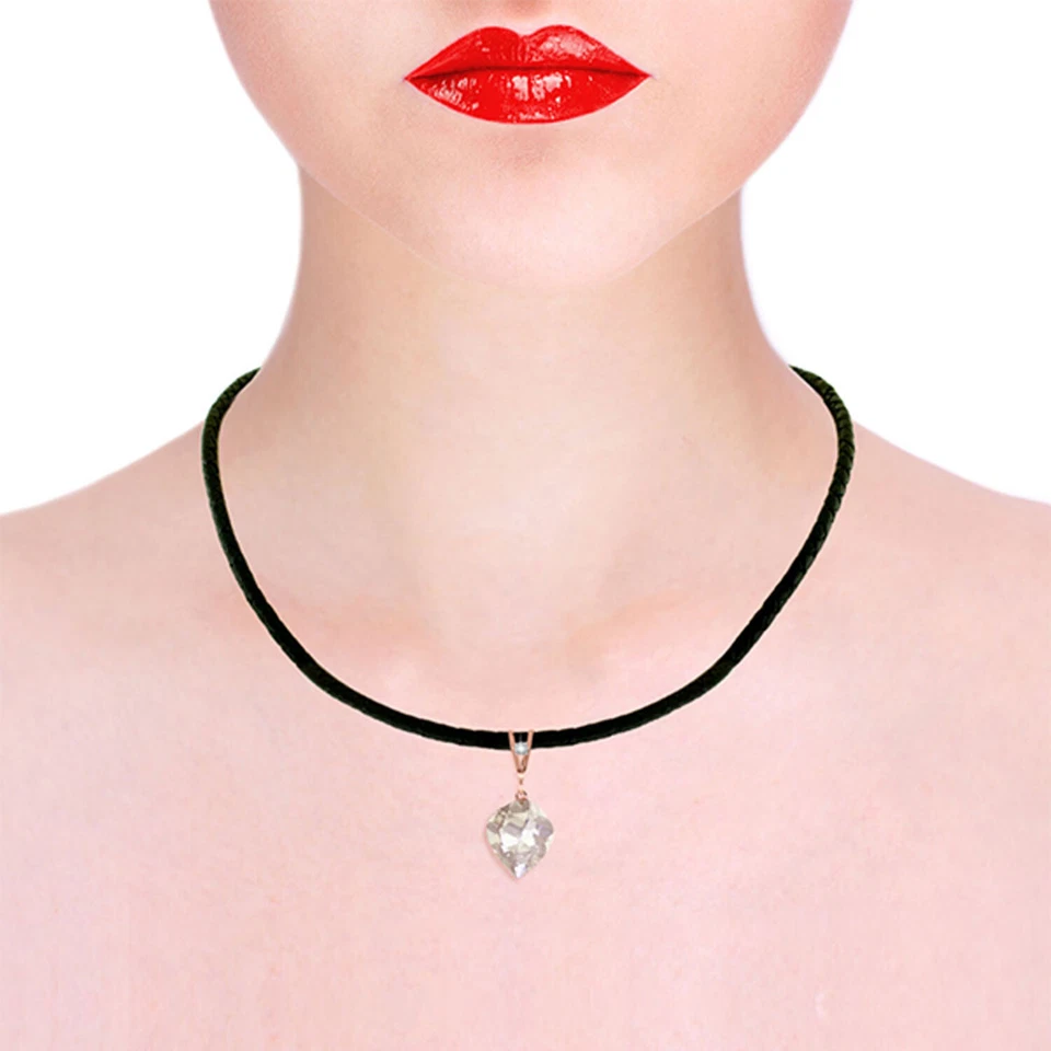 14K. COLLAR ORO Y CUERO CON DIAMANTE Y TOPACIO BLANCO BRIOLETTE RETORCIDO Foto 2 de 4