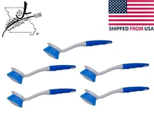 5x Plastic Bristle Scrub Brushes Cleaning Dishwashing, Scraping Edge Grip Handle