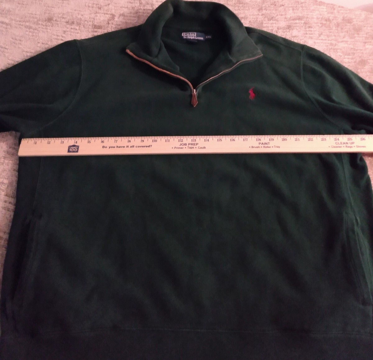 Polo Ralph Lauren Mens XXL Green 1/4 Zip Leather Pull Polo Ralph Lauren Mens XXL Green 1/4 Zip Leather Pull