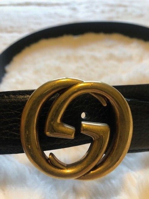 GUCCI 409417 Black Leather Thin Classic Double G GUCCI 409417 Black Leather Thin Classic Double G
