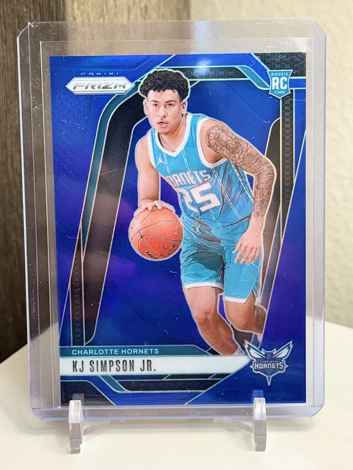 2024-25 Panini Prizm #247 KJ Simpson Jr. TRUE BLUE RC /199 Hornets Rookie
