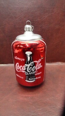 Kurt Alder Coca-Cola Handcrafted Mercury Glass Red Coke Can Christmas Ornament