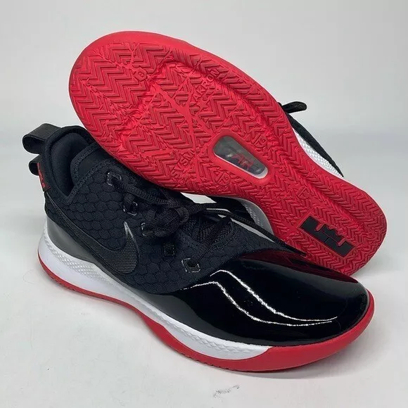 Nike Lebron Witness III PRM Black Red White Bred Shoes BQ9819 001 USED