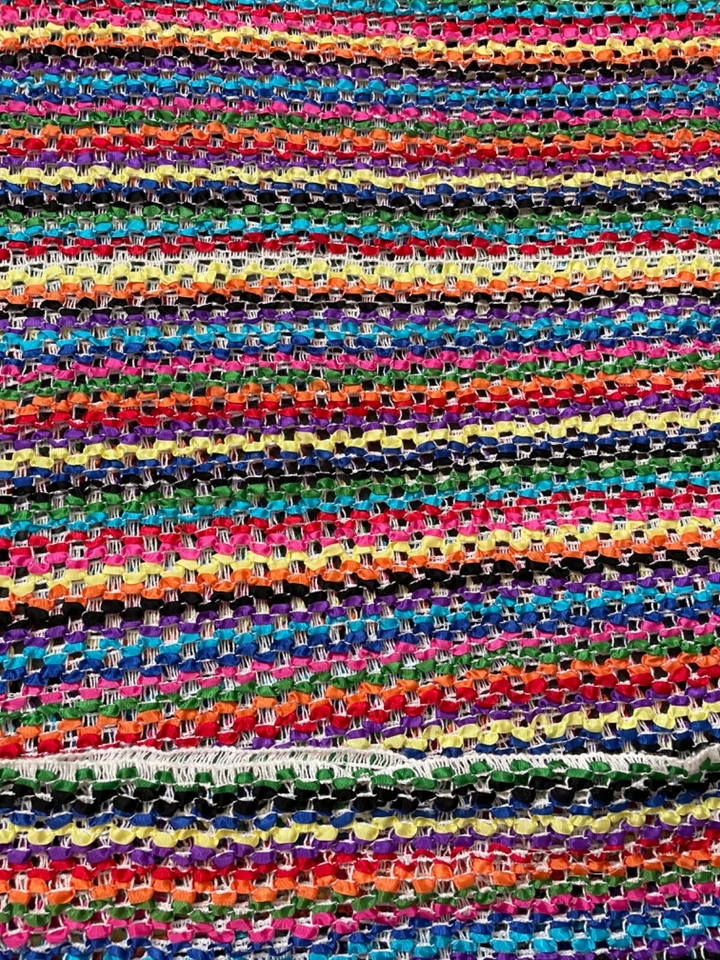 Fabric Lot 1 Yd 13 Ins 52 W Ribbon Fabric Striped Stretch Open Weave Vintage - Image 2 of 4